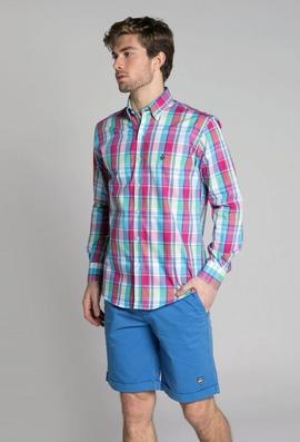 CAMISA H TARTAN FUCSIA