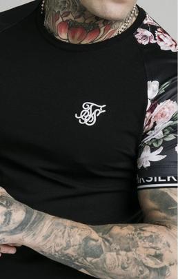 PRESTIGE FLORAL INSET TECH TEE BLACK