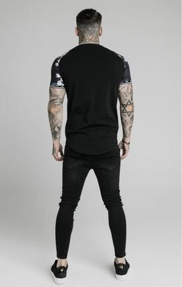 PRESTIGE FLORAL INSET TECH TEE BLACK