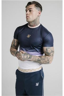 FADE INSET TAPE GYM TEE NAVY - WHITE