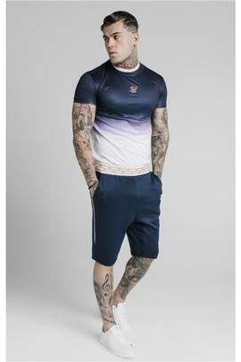 FADE INSET TAPE GYM TEE NAVY - WHITE