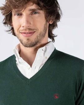 JERSEY PICO CON CODERAS ALGODON CASHMERE VERDE