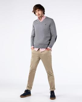 JERSEY PICO CON CODERAS ALGODON CASHMERE GRIS