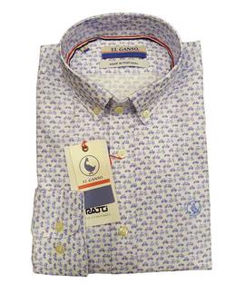 CAMISA BLANCA CON ESTAMPADO DE BICICLETAS