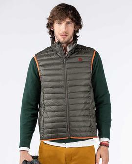 CHALECO PLUMAS VERDE KAKI
