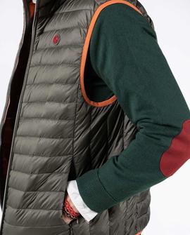 CHALECO PLUMAS VERDE KAKI