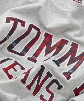 TJM PLAID COLLEGIATE TEE SILVER GREY HTR