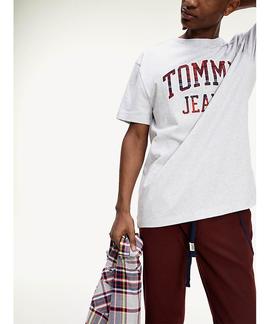 TJM PLAID COLLEGIATE TEE SILVER GREY HTR