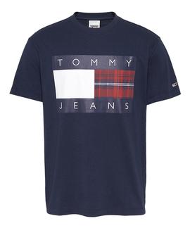 TJM PLAID CENTRE FLAG TEE TWILIGHT NAVY