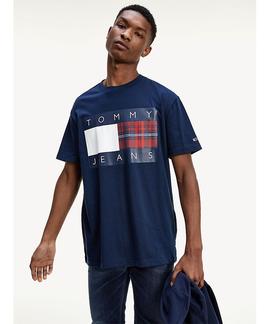 TJM PLAID CENTRE FLAG TEE TWILIGHT NAVY