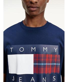 TJM PLAID CENTRE FLAG TEE TWILIGHT NAVY