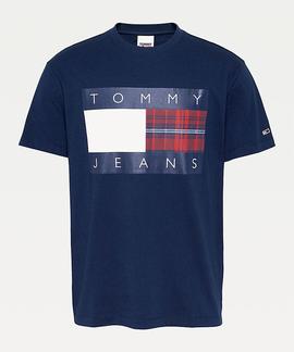 TJM PLAID CENTRE FLAG TEE TWILIGHT NAVY