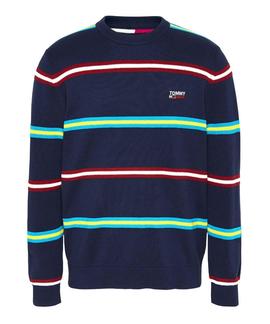 TJM STRUCTURED STRIPE SWEATER TWILIGHT NAVY