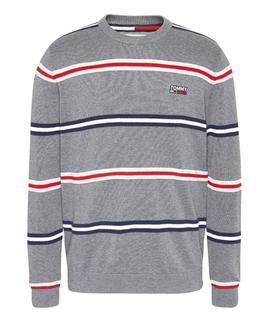 TJM STRUCTURED STRIPE SWEATER DARK GREY HEATHER