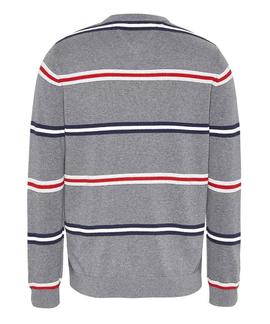 TJM STRUCTURED STRIPE SWEATER DARK GREY HEATHER