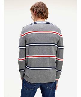 TJM STRUCTURED STRIPE SWEATER DARK GREY HEATHER