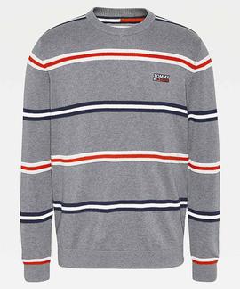 TJM STRUCTURED STRIPE SWEATER DARK GREY HEATHER