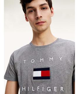 TOMMY FLAG HILFIGER TEE DARK GREY HEATHER