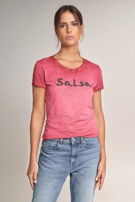 CAMISETA BRANDING SLIM FIT CON CUENTAS ROSA