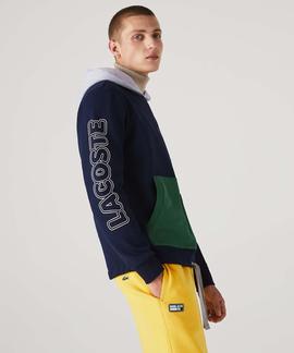 SUDADERA LACOSTE SPORT COLOR BLOCK AZUL MARINO