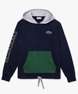 SUDADERA LACOSTE SPORT COLOR BLOCK AZUL MARINO