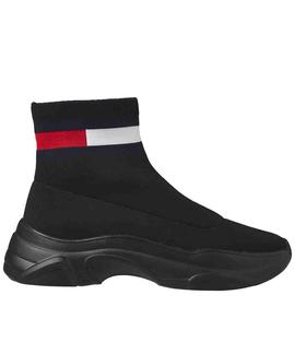 TOMMY JEANS FLAT SOCK BOOT SPORT BLACK