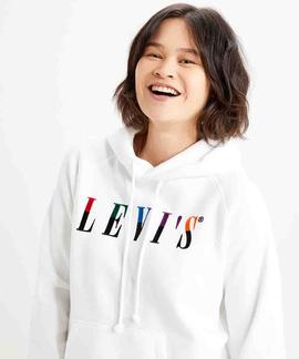 GRAPHIC SPORT HOODIE SERIF SPLIT MULTICOLOR WHITE