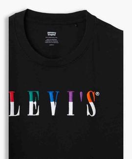 GRAPHIC VARSITY TEE SPLIT SERIF MULTICOLOR BLACK