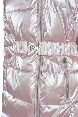 CHAQUETA ACOLCHADA ROSA METALIZADA CON CAPUCHA