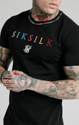 CURVED HEM COLOURS GYM TEE BLACK / MULTY