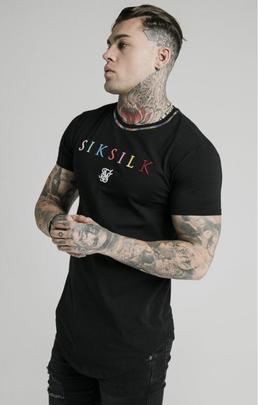 CURVED HEM COLOURS GYM TEE BLACK / MULTY