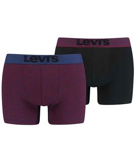 LEVIS MEN HERRINGBONE AOP BOXER BRIEF 2 PACK BOURDEAUX