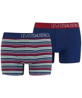 LEVIS MEN MULTI COLOR STRIPE YD BOXER BRIEF 2 PACK BLUE