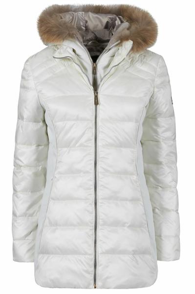 CHAQUETA 3/4 DE MUJER BLANCA ACOLCHADA CON CAPUCHA