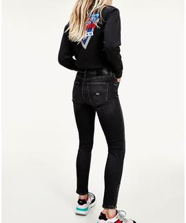 PANTALÓN VAQUERO NORA MID RISE SKINNY FIT ANKLE ZIP BLACK