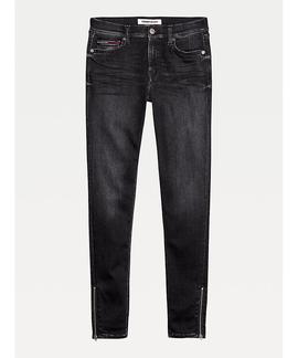 PANTALÓN VAQUERO NORA MID RISE SKINNY FIT ANKLE ZIP BLACK