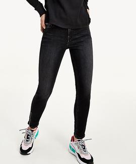 PANTALÓN VAQUERO NORA MID RISE SKINNY FIT ANKLE ZIP BLACK