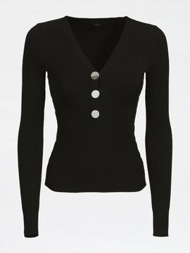 SCARLETT VNECK SWEATER JET BLACK