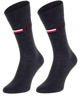 TH MEN SOCK 2 PACK ICONIC STRIPE CLASSIC MIDDLE GREY MELANGE