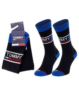 TH UNISEX TOMMY JEANS SOCK 2 PACK BLACK