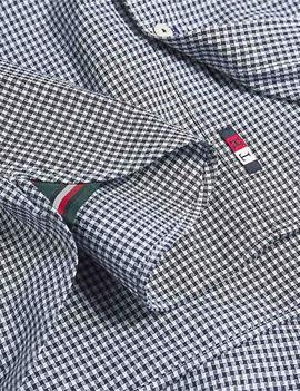 SLIM DOBBY HOUNDSTOOTH SHIRT CARBON NAVY / WHITE