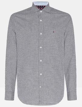 SLIM DOBBY HOUNDSTOOTH SHIRT CARBON NAVY / WHITE