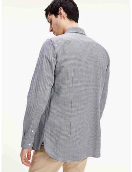 SLIM DOBBY HOUNDSTOOTH SHIRT CARBON NAVY / WHITE