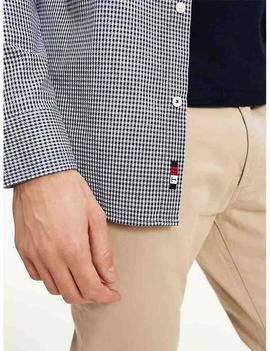 SLIM DOBBY HOUNDSTOOTH SHIRT CARBON NAVY / WHITE