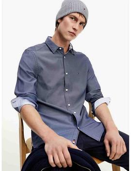 SLIM 4 WAY STRETCH DOBBY SHIRT CARBON NAVY