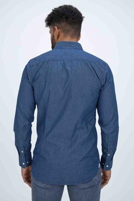 SLIM INDIGO LOOK PRINT SHIRT LIGHT INDIGO / WHITE
