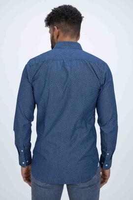 SLIM INDIGO LOOK PRINT SHIRT LIGHT INDIGO / WHITE