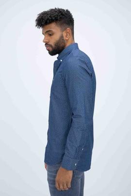 SLIM INDIGO LOOK PRINT SHIRT LIGHT INDIGO / WHITE