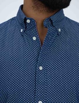 SLIM INDIGO LOOK PRINT SHIRT LIGHT INDIGO / WHITE