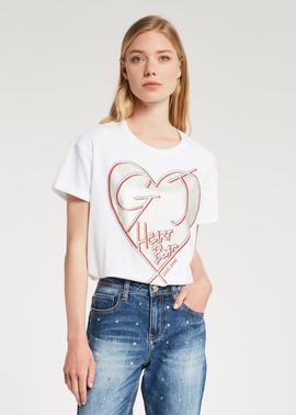 CAMISETA THEME BLANCA CON CORAZON DE PEDRERIA
